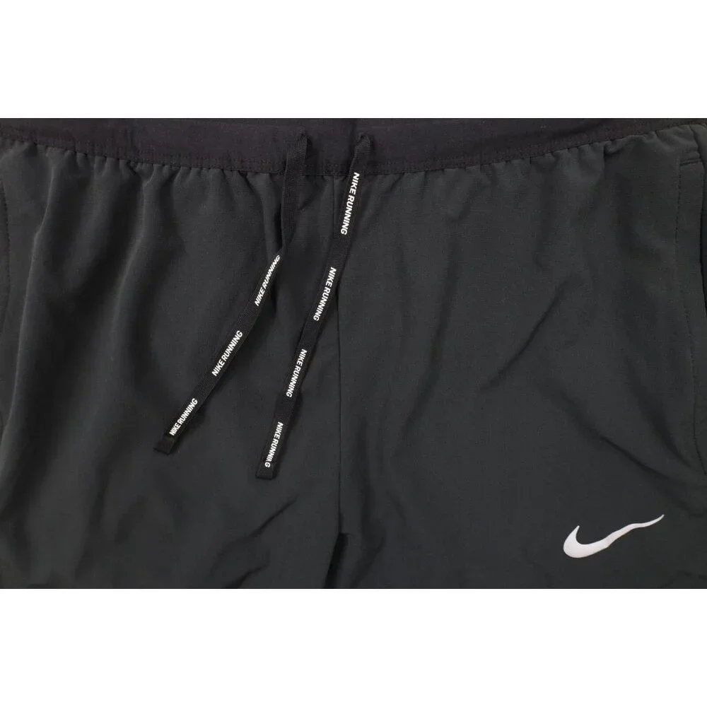 Nike Running Mens Medium Reflective Swoosh Tapered Leg Stretch Pants Black - Picture 7 of 14